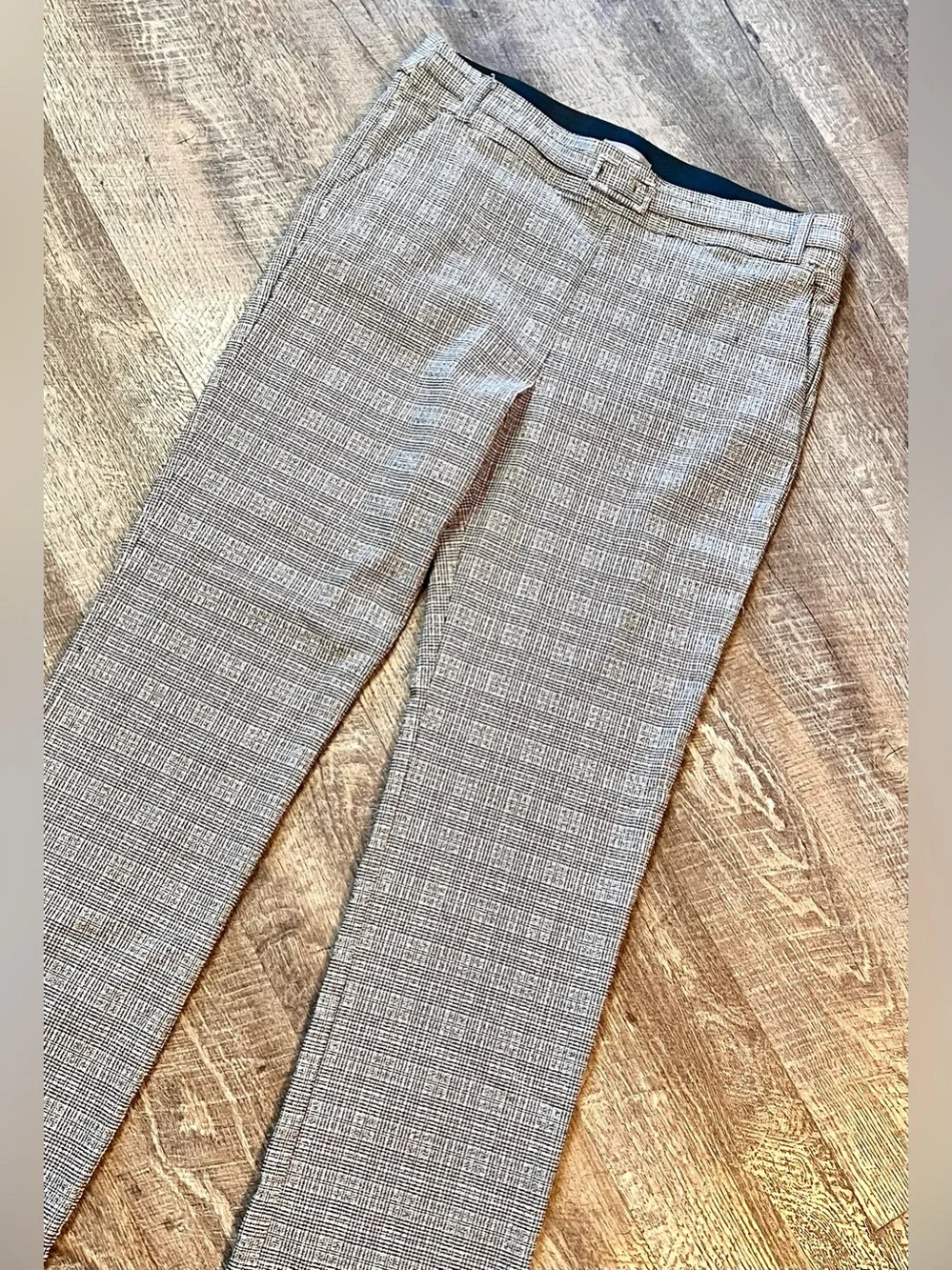 Maurices Stretch Plaid Pull-On Dress Pants Elastic Waist Straight Leg Reg